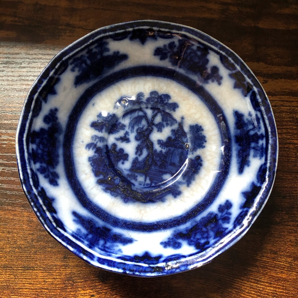 Vintage antique T Walker ironstone “Hong” flow blue saucer - Picture 12 of 12